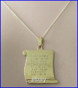 9ct Gold Necklace 9ct Yellow Gold Love Prayer Pendant & 9ct Gold Chain