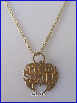 9ct Gold Necklace 9ct Yellow Gold'Special Sister' Pendant & 9ct Gold Chain