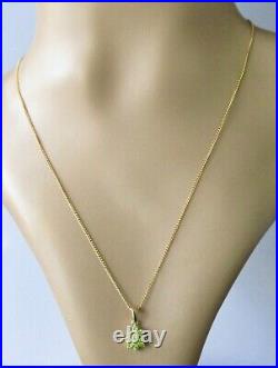 9ct Gold Necklace 9ct Yellow Gold Sphene Flower Cluster Pendant & Gold Chain