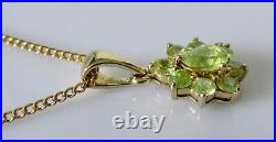 9ct Gold Necklace 9ct Yellow Gold Sphene Flower Cluster Pendant & Gold Chain