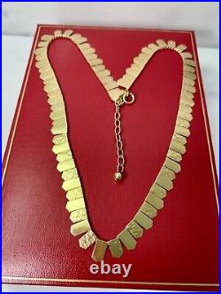 9ct Gold Necklace Fringe Cleopatra Design 16- 18 Inches (adjustable) 1970s Boxed