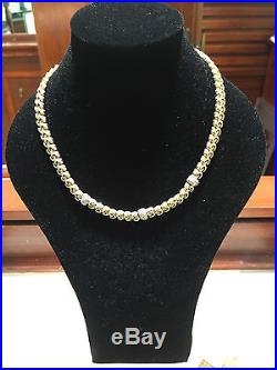 9ct Gold Necklace chain 45.3grams 17.75inch twisted style with stones