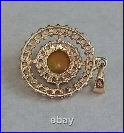 9ct Gold Opal and Colourless Gemstone Pendant & Chain 4.77g Boxed