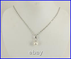 9ct Gold Pearl Pendant Drop White 20 Chain Hallmarked with gift box