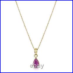 9ct Gold Pearshape Claw Set Ruby Pendant Necklace & 9ct Gold 18'' Chain Choker