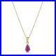 9ct Gold Pearshape Claw Set Ruby Pendant Necklace & 9ct Gold 18'' Chain Choker