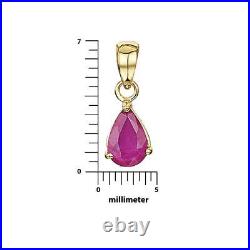 9ct Gold Pearshape Claw Set Ruby Pendant Necklace & 9ct Gold 18'' Chain Choker