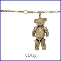 9ct Gold Pendant 25.91g Teddy 50mm x 20mm With Chain Fully Hallmarked