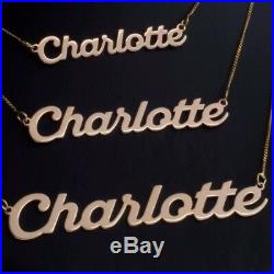 9ct Gold Personalised Name Necklace Script Nameplate Necklet Pendant Hallmarked