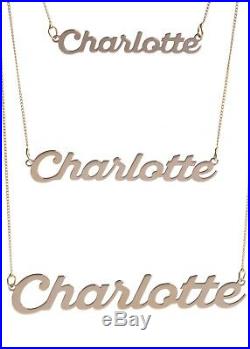9ct Gold Personalised Name Necklace Script Nameplate Necklet Pendant Hallmarked