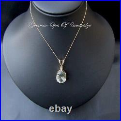 9ct Gold Prasiolite and Topaz Gemstone Pendant Necklace 41cm trace chain 4.9g 9k