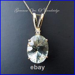 9ct Gold Prasiolite and Topaz Gemstone Pendant Necklace 41cm trace chain 4.9g 9k