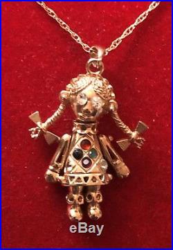 9ct Gold Rag doll pendant on 18 9ct gold chain