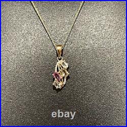 9ct Gold Rainbow Sapphire And Diamond Pendant with 9ct Gold Chain, 2.5g