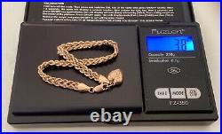 9ct Gold Rope Bracelet with 9ct Heart Pendant. Length 7ins. Weight 3.8g