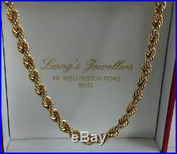 9ct Gold Rope Chain. 20 Inch. 7.1 Grammes. Hallmarked. RRP £285