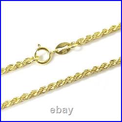 9ct Gold Rope Chain Necklace Yellow Hallmarked 22 Inch 2mm Wide 2.5g