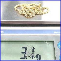 9ct Gold Rope Chain UK Hallmarked 17.25 Inches Long 2mm Wide 3.1g