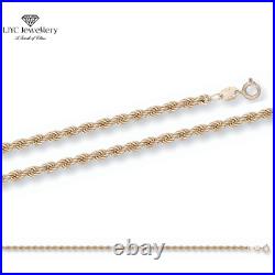 9ct Gold Rope Twist Chain 3MM 16 18 20 22 24 28 30 inch HALLMARKED FREE DELIVERY