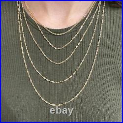 9ct Gold Singapore Chain Thin Twisted Style Links 1.5mm 24 22 20 18 16