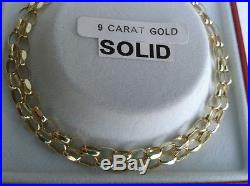 9ct Gold Solid Belcher Chain Bevelled Edge Links. 20 inch. 8g. Hallmarked