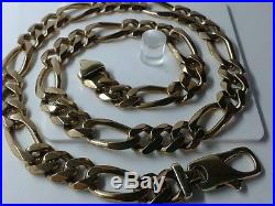 9ct Gold Solid Figaro Chain 22 inch 92.6 Grams/3.26 Ounces. Excellent Condition