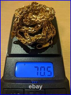 9ct Gold Solid Heavy Yellow Byzantine Chain 70.5 Grams Not Scrap or Curb