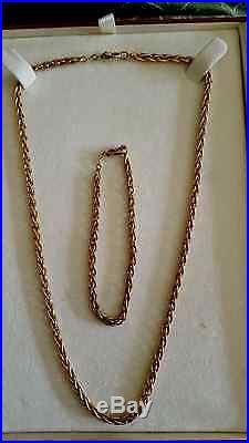 9ct Gold Spiga Chain (18 inches) and Matching Bracelet