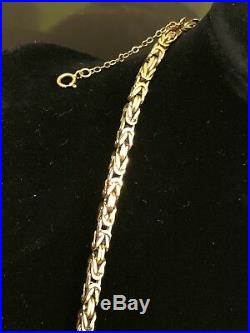 9ct Gold Square Byzantine Chain Necklace, 27.5 Grams, 19.5 inches Long