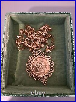 9ct Gold St George Medal Pendant and Chain 11g