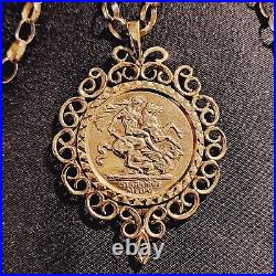 9ct Gold St George Medal Pendant and Chain 11g