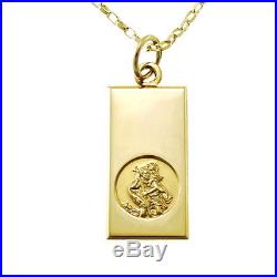 9ct Gold St Saint Christopher Pendant Chain Necklace With 18 Chain