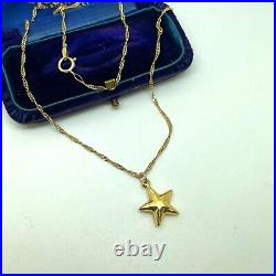 9ct Gold Star Pendant Necklace 9k Yellow Gold Hallmarked 18 inch Twist Chain