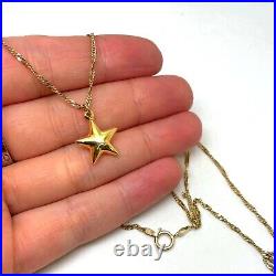 9ct Gold Star Pendant Necklace 9k Yellow Gold Hallmarked 18 inch Twist Chain