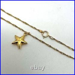 9ct Gold Star Pendant Necklace 9k Yellow Gold Hallmarked 18 inch Twist Chain