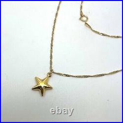 9ct Gold Star Pendant Necklace 9k Yellow Gold Hallmarked 18 inch Twist Chain