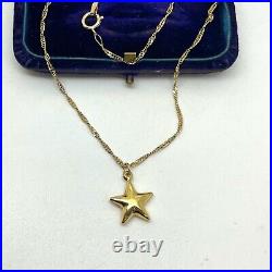 9ct Gold Star Pendant Necklace 9k Yellow Gold Hallmarked 18 inch Twist Chain