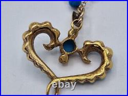 9ct Gold Stunning Turquoise Heart Pendant & Chain. 7.5 Grams