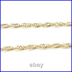 9ct Gold Twisted Chain Thin Singapore Style Links 1.5mm 24 22 20 18 16