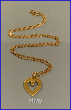 9ct Gold Unoarre 19.25 Chain 9ct Gold Diamond Heart Pendant 375 6.8g
