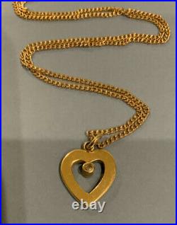 9ct Gold Unoarre 19.25 Chain 9ct Gold Diamond Heart Pendant 375 6.8g