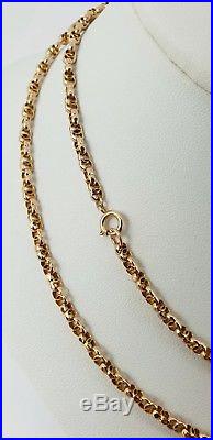 9ct Gold Victorian Double Belcher Link Muff / Guard Chain 30 Necklace. NICE1
