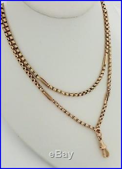 9ct Gold Victorian Fancy Belcher Link Muff / Guard Chain 29 Necklace. NICE1