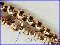 9ct Gold Victorian Fancy Belcher Link Muff / Guard Chain 30.5 Necklace. NICE1