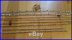 9ct Gold chain necklace curb belcher bundle, half sovereign Ring total 78g scrap