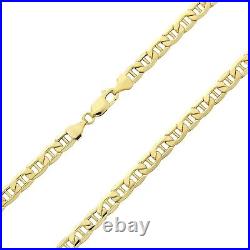 9ct Gold on Silver Mariner Anchor Chain Necklace 6mm 16 18 20 22 24 26 30 inch