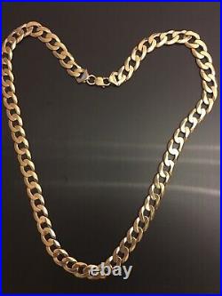 9ct Heavy Gold Curb Chain. 123grams 28.5in Long 14mm Wide
