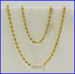 9ct Real Yellow Gold 2mm Twisted Rope Link Chain Necklace 16 18 20 22 24