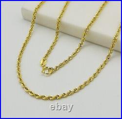 9ct Real Yellow Gold 2mm Twisted Rope Link Chain Necklace 16 18 20 22 24