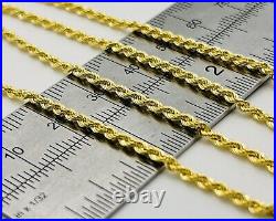 9ct Real Yellow Gold 2mm Twisted Rope Link Chain Necklace 16 18 20 22 24